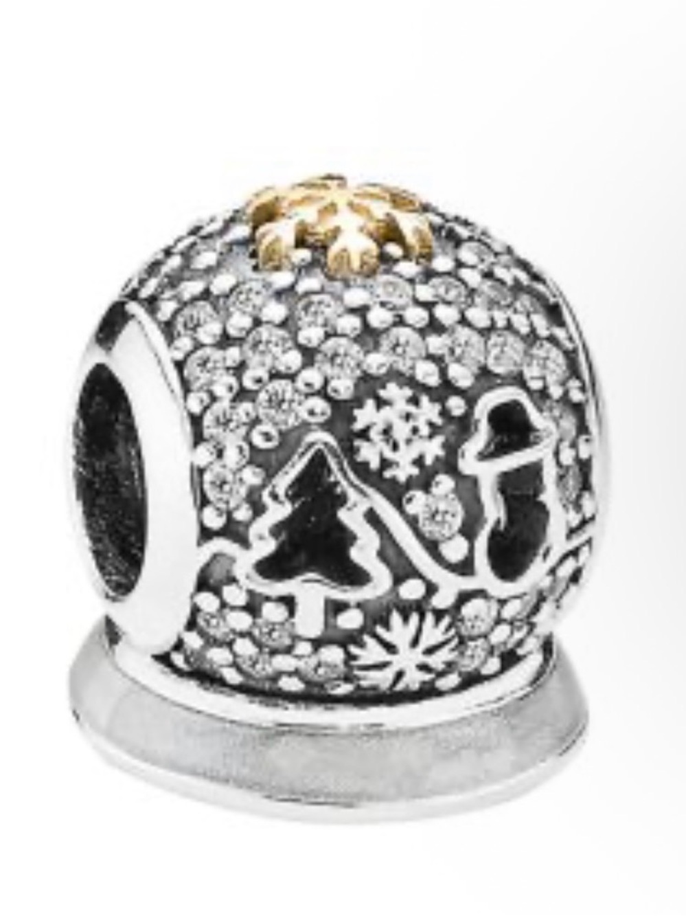 NEW Pandora 14k Gold, Sterling Silver & Cubic Zirconia Snow Globe Charm
